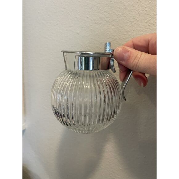 Chase Brass & Copper Co art deco glass & Chrome 4” Jubilee Syrup Pitcher Rare - Picture 2 of 10